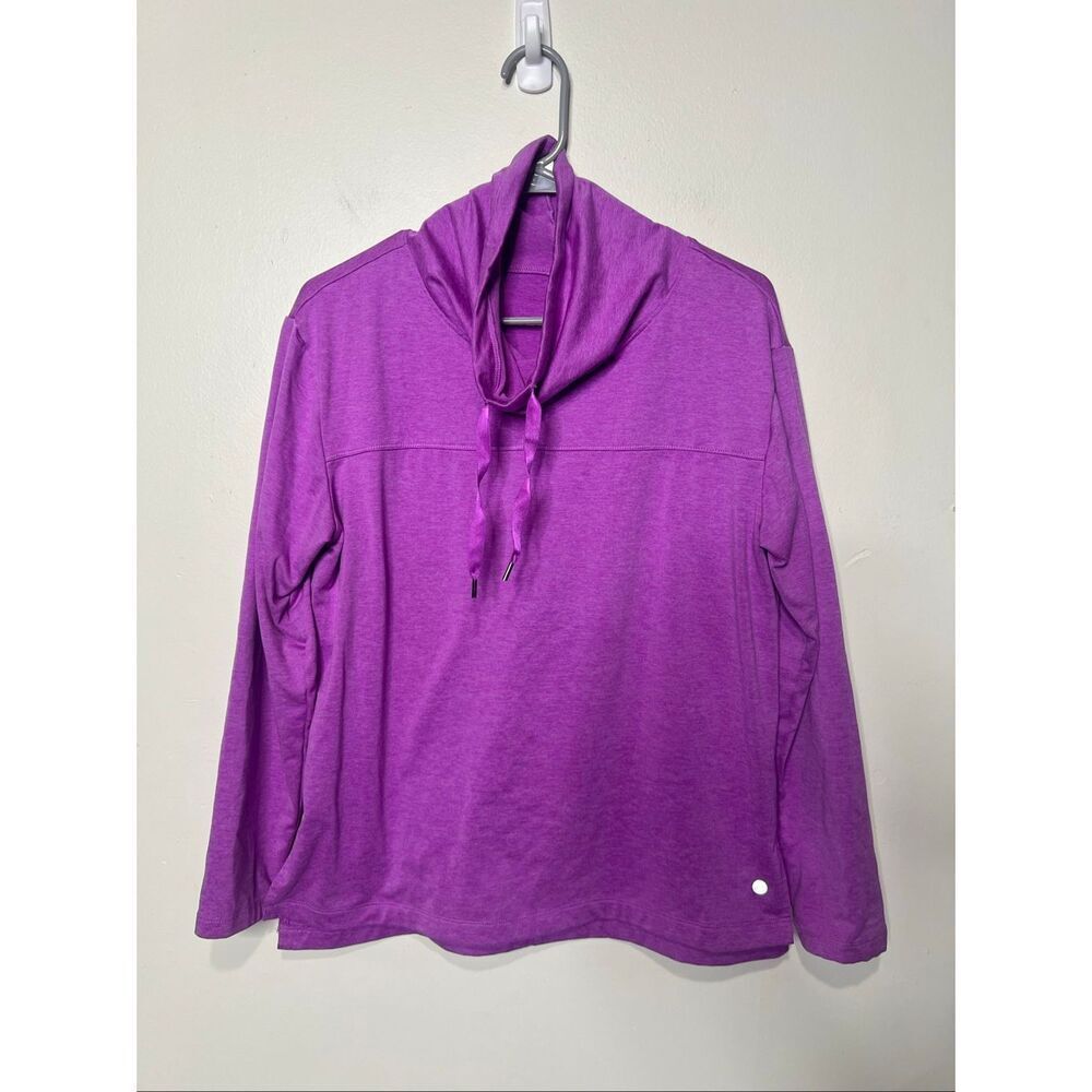 Apana Purple Cowl Neck Pullover Longsleeve Top Sz L Athleisure